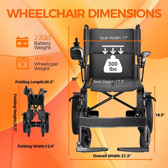 Edcsi Electric Wheelchairs for Adults, Foldable Electric Wheelchair, Lightweight Compact Fold Power Wheelchair, Travel Folding Portable Mobility Scooter, Motorized Wheelchairs for Seniors