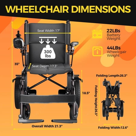 Edcsi Electric Wheelchairs for Adults, Lightweight Electric Wheelchair, Foldable Travel Motorized Wheelchairs for Seniors, Compact Fold Power Wheelchair, Folding Portable Mobility Scooter