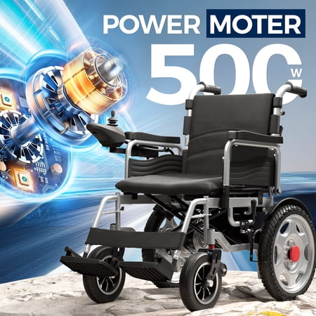 Edcsi Electric Wheelchairs for Adults, Foldable Power Wheelchair, All Terrain, Intelligent, 15 Miles Range Black