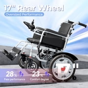Edcsi Electric Wheelchairs for Adults, Foldable Power Wheelchair, All Terrain, Intelligent, 15 Miles Range, Black