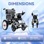 Edcsi Electric Wheelchairs for Adults, Foldable Power Wheelchair, All Terrain, Intelligent, 15 Miles Range, Black