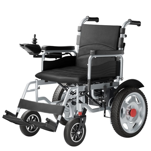 Edcsi Portable Intelligent All Terrain Electric Wheelchair, Foldable Power Mobility Chair for Disabled Adults & Seniors, 15 Miles Extended Travel Range, Matte Black