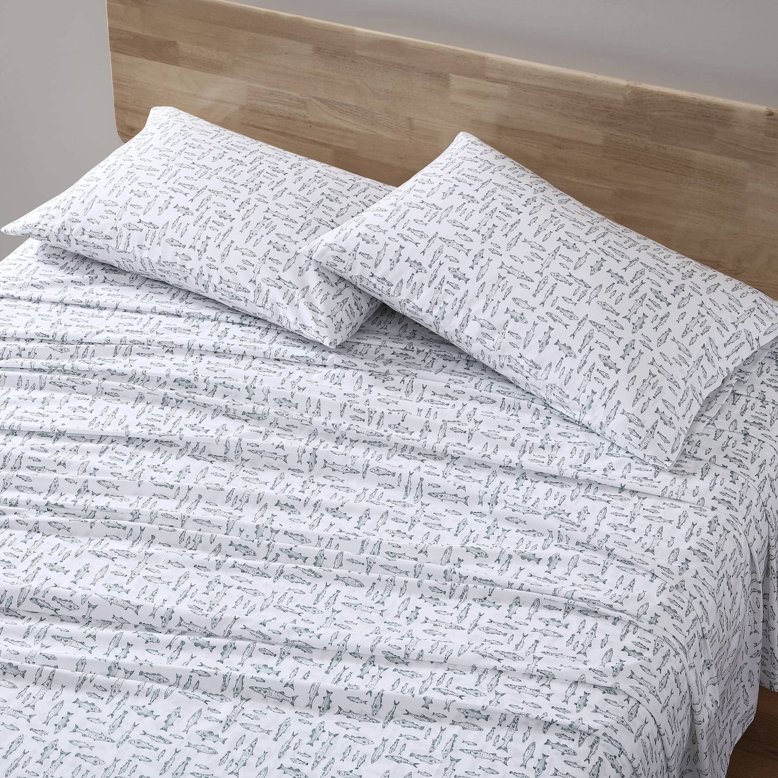 Albright Hill Queen Cotton Percale Nautical Sheet Set