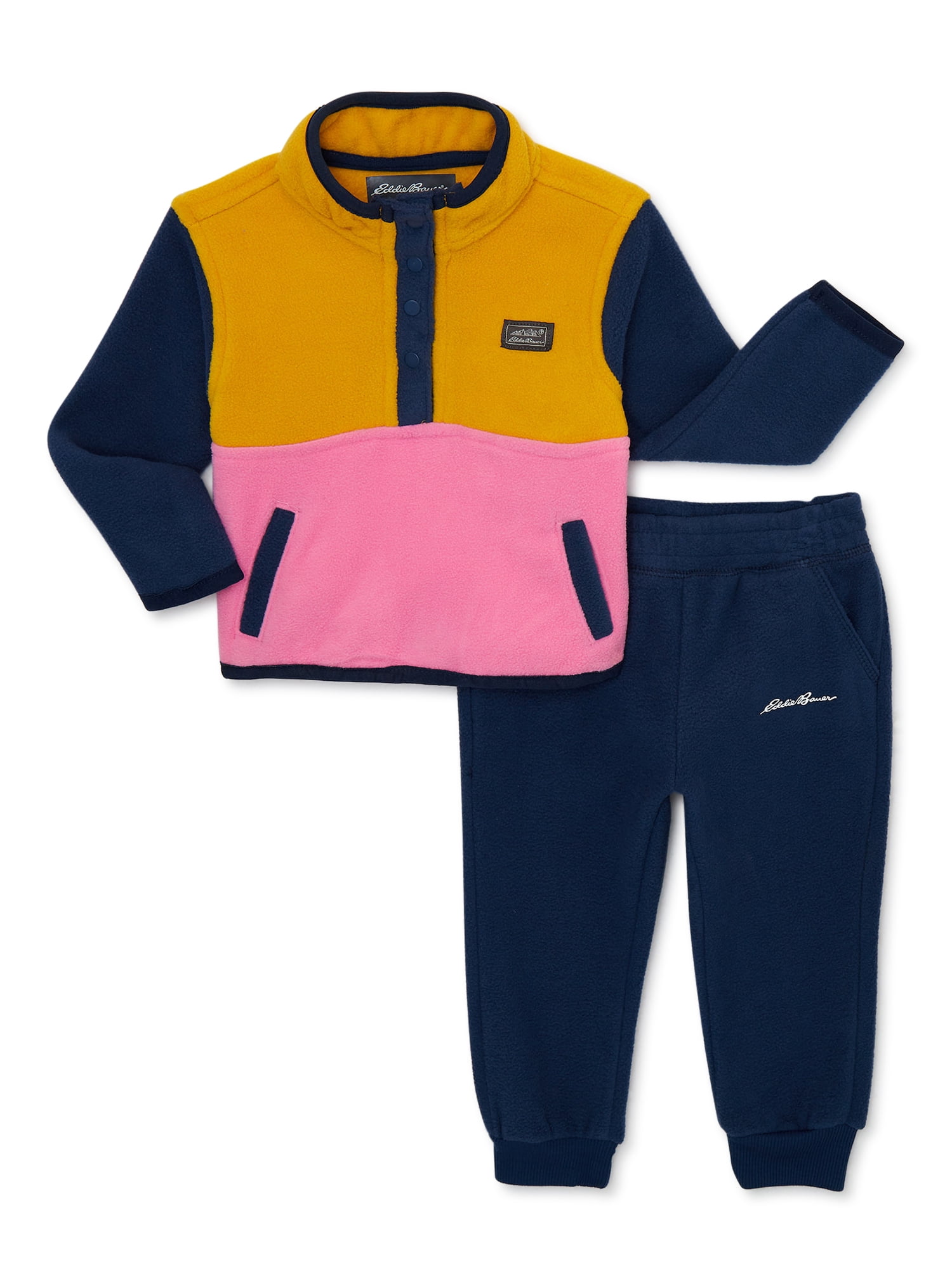 Eddie Bauer Baby Girl Fleece Top & Jogger 2 Pc Outfit Set, Sizes 12  Months-24 Months 