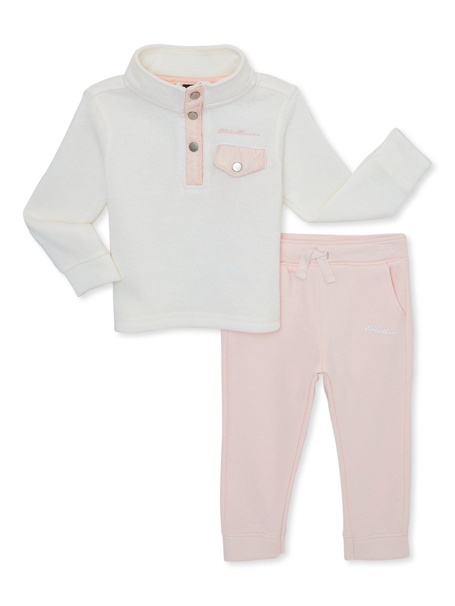 Eddie Bauer Baby Girl Fleece Top & Jogger 2 Pc Outfit Set, Sizes 12 ...