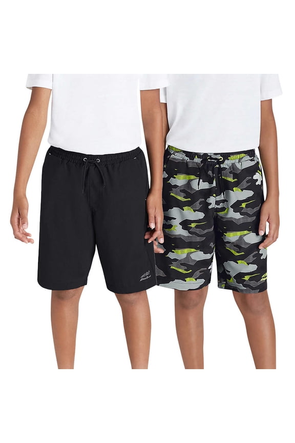Big Boy's 2-pack Youth Hybrid Quick Dry Mesh Lined Casual Active Shorts