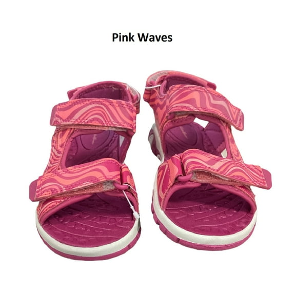 Eddie Bauer Big Girl's Adjustable Strap Jordan River Sandal, Pink Waves (4)
