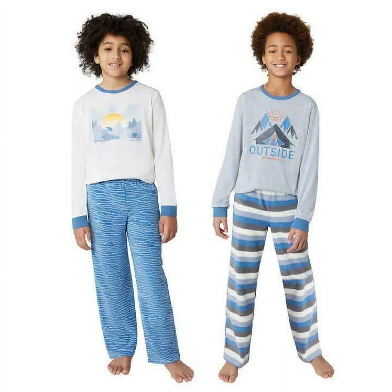 Eddie Bauer Boy s 4 Piece Pajama Set Small 7 8 Grey Heather Blue