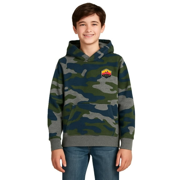 Eddie Bauer Boy's Hoodie and Tee Set (Green Camo/Gray, Large 14/16)