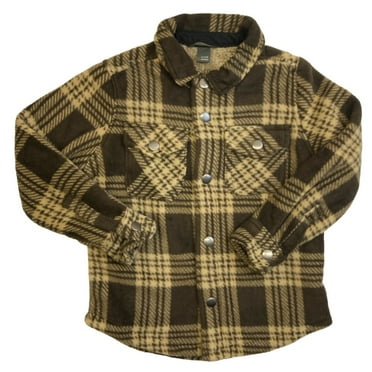 Eddie Bauer Boy's Snap Button Sherpa Lined Shirt Jacket (Brown, 4/5)
