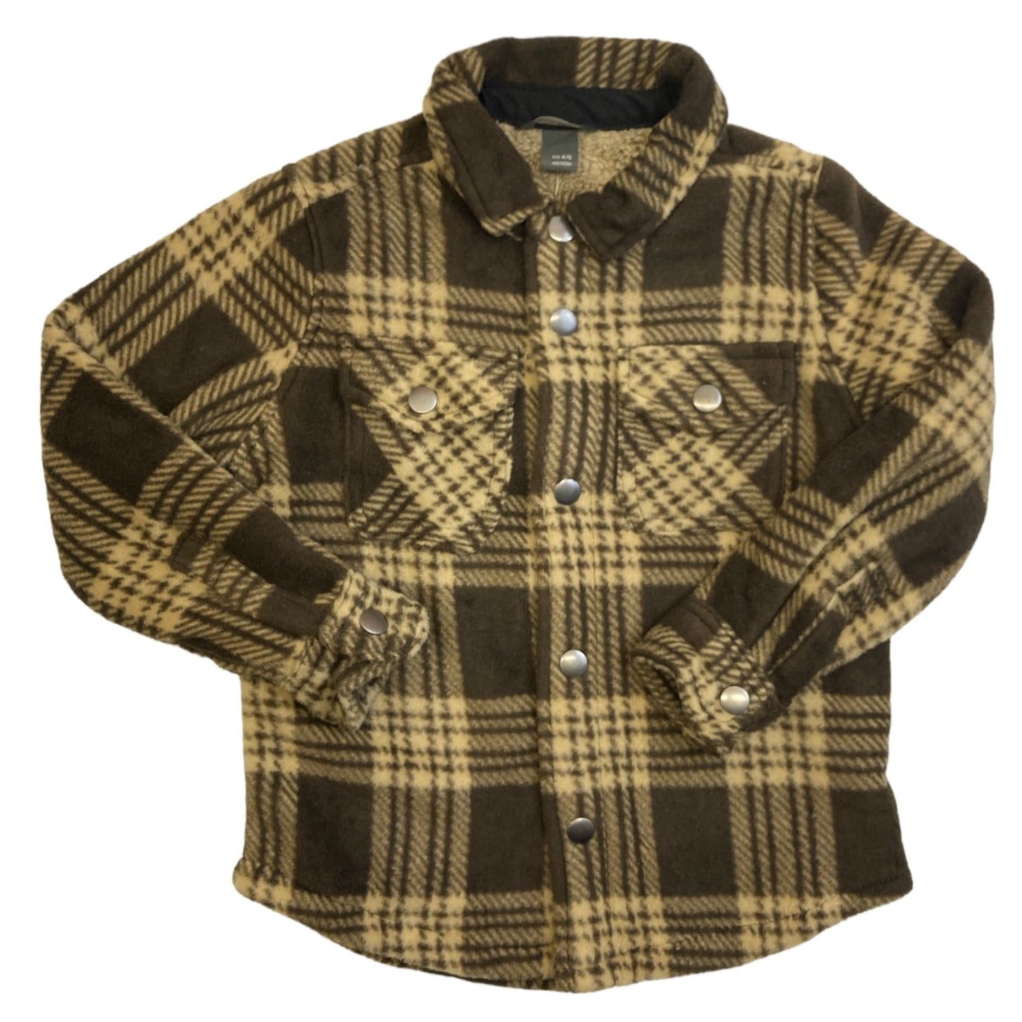 Eddie Bauer Boy's Snap Button Sherpa Lined Shirt Jacket (Brown