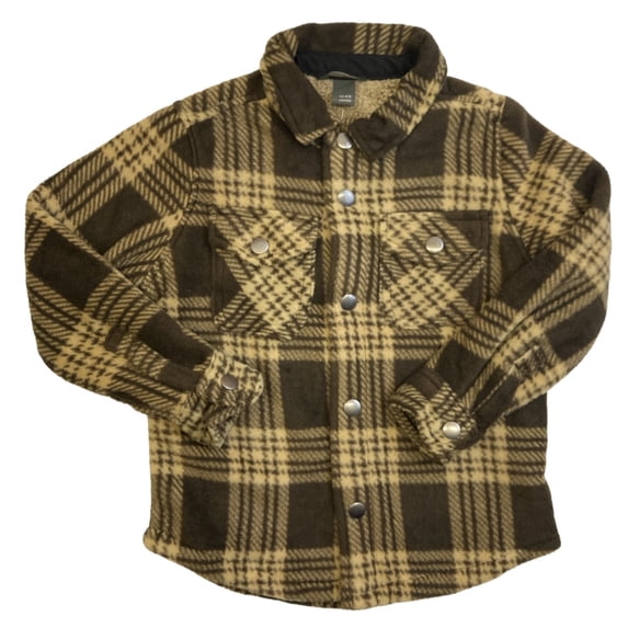 Eddie Bauer Boy's Snap Button Sherpa Lined Shirt Jacket (Brown Bark, 14/16)