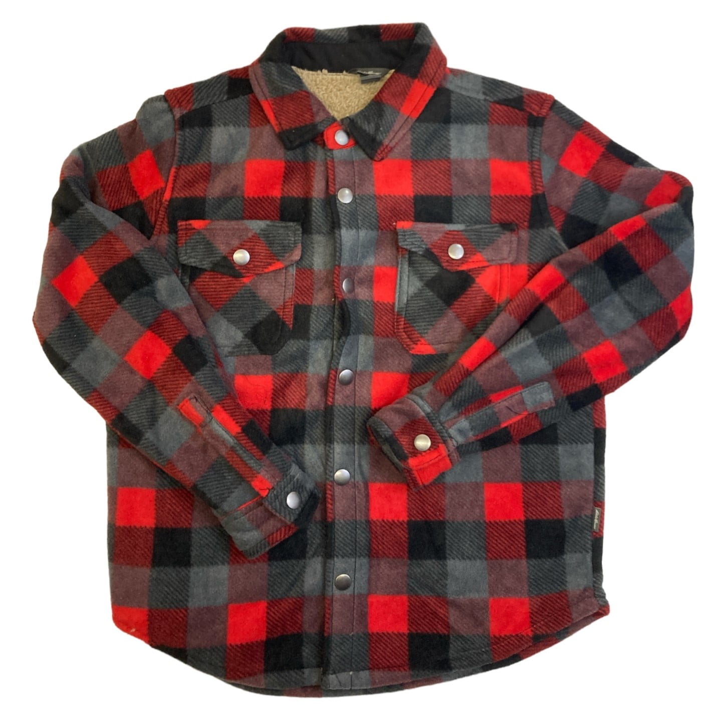 Eddie Bauer Boy's Snap Button Sherpa Lined Shirt Jacket (Salsa, 4
