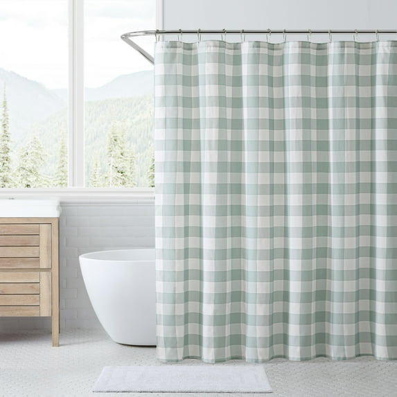 Eddie Bauer Cabin Plaid Green Cotton 72X72 Shower Curtain