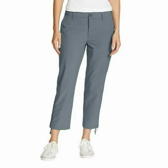 Eddie Bauer Capri Pants Women with Side Zipper Cargo Pocket Ripstop Capri Gray 16