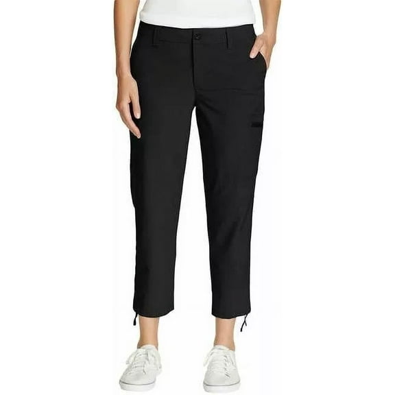 Eddie Bauer Capri Pants for Women with Side Zipprer Cargo Pocket (Black,16)
