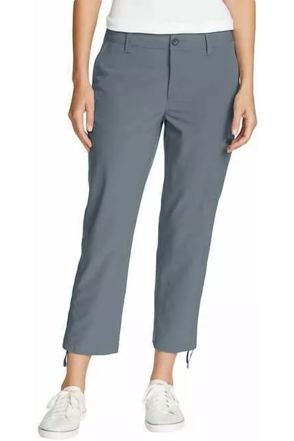 Capri Pants for Women with Side Zipprer Cargo Pocket (Gray,10)