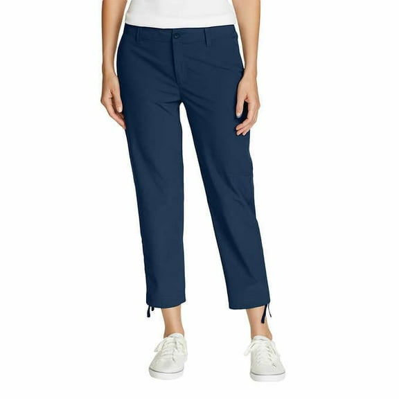 Eddie Bauer Capri Pants for Women with Side Zipprer Cargo Pocket - Women's Hiking Pants with Belt Loop - Ripstop Capri (Blue, 6)