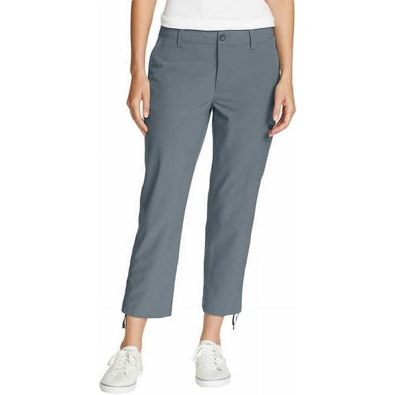 Eddie Bauer Women's Ripstop Crop Pant Capri Pants Cargo Pocket Hiking, Gray, 4
