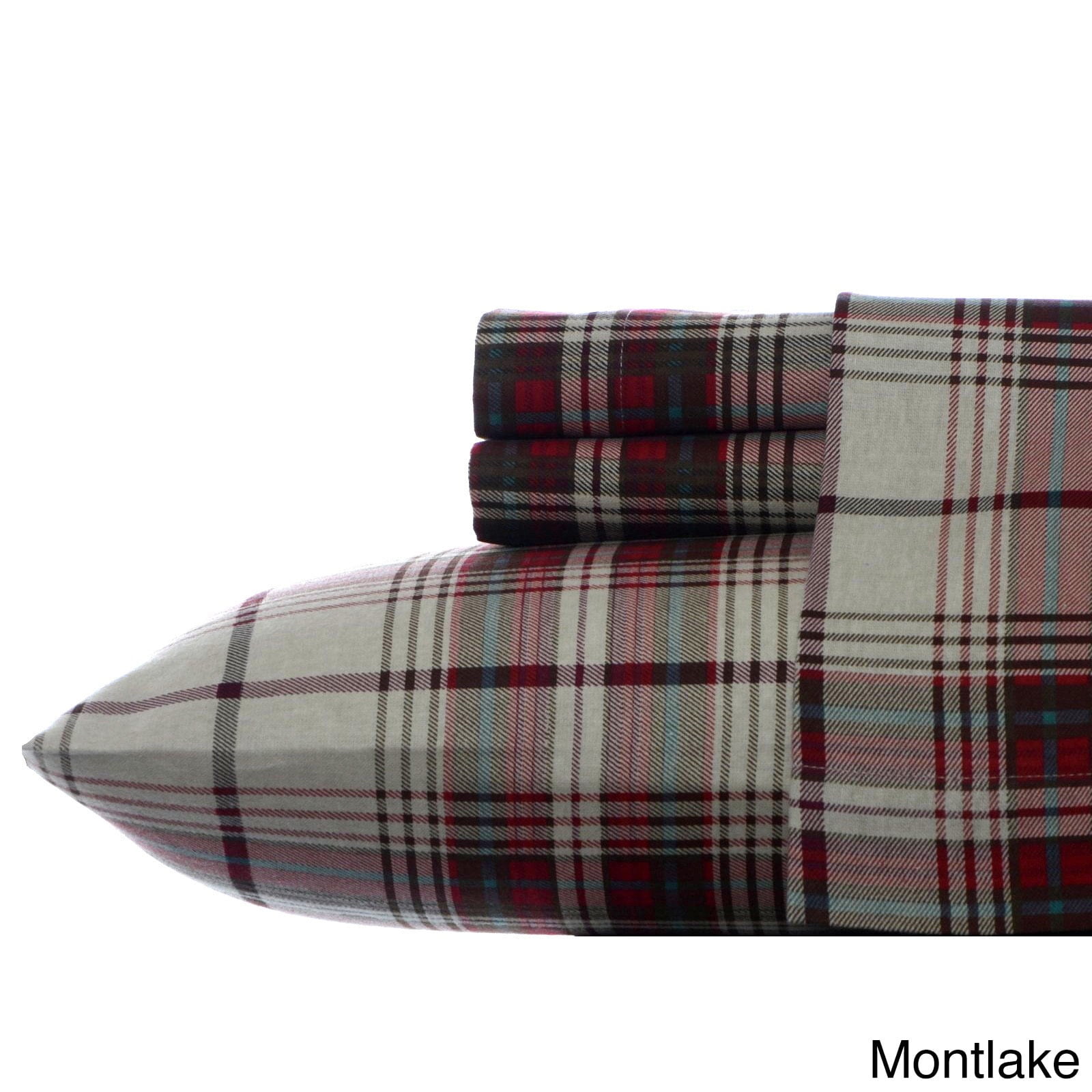 Gray Plaid Cotton Flannel Twin Sheet Set with Deep Pockets