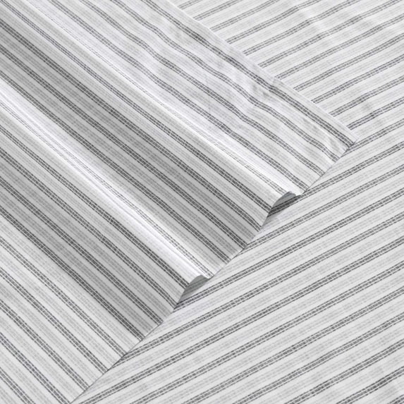 Eddie Bauer Cotton Sheet Set Color: Ticking Stripe Gray Size: TWIN