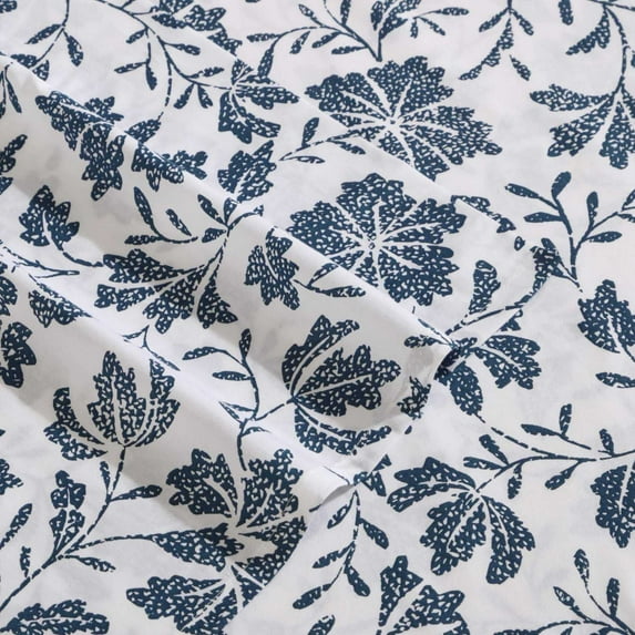 Eddie Bauer Cotton Sheet Set Color: Woodblock Floral Blue Size: FULL