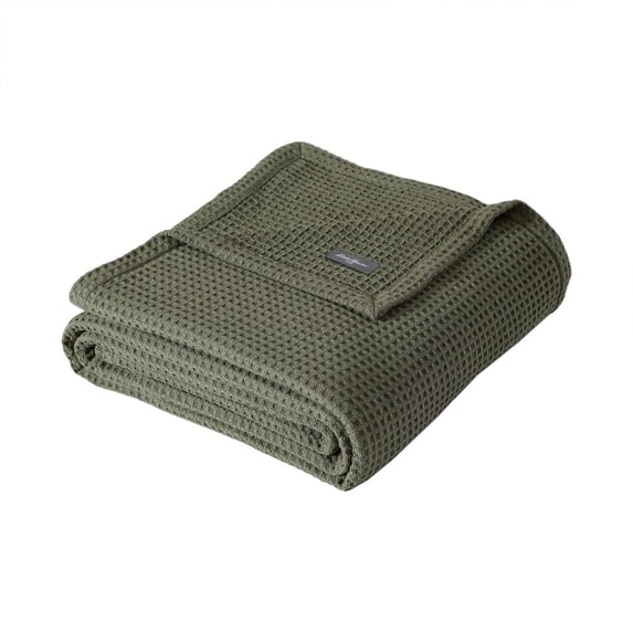Eddie Bauer EB Solid Waffle Blanket Color: Green Size: FULL/QUEEN