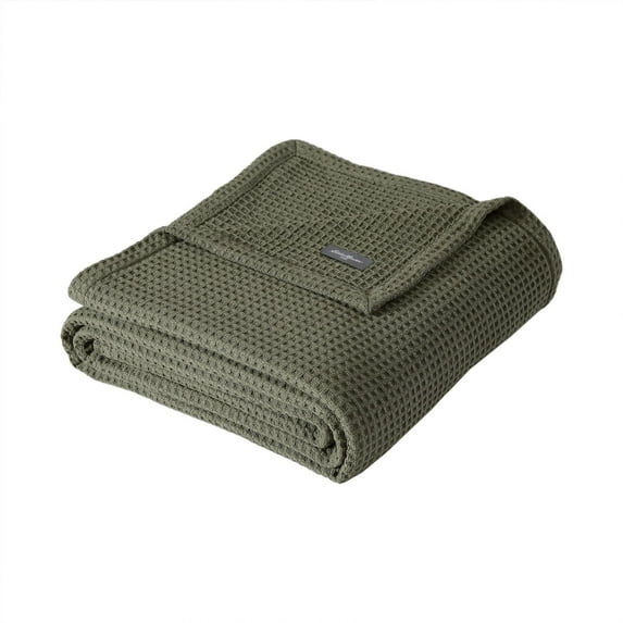 Eddie Bauer EB Solid Waffle Blanket Color: Green Size: KING