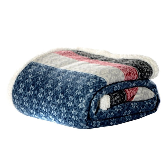 Eddie Bauer Fair Isle Midnight Fleece Throw Blanket, 70" X 50"