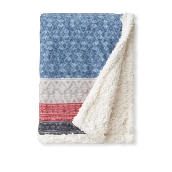 Eddie Bauer Fair Isle Throw Blanket Cozy Plush Reversible Warm Holiday Gift