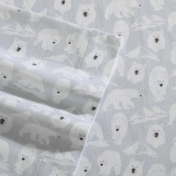 Eddie Bauer Flannel Sheet Set Color: Explorer Bears Gray Size: KING