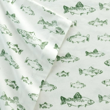 Eddie Bauer Flannel Sheet Set Color: Fish Size: QUEEN SET