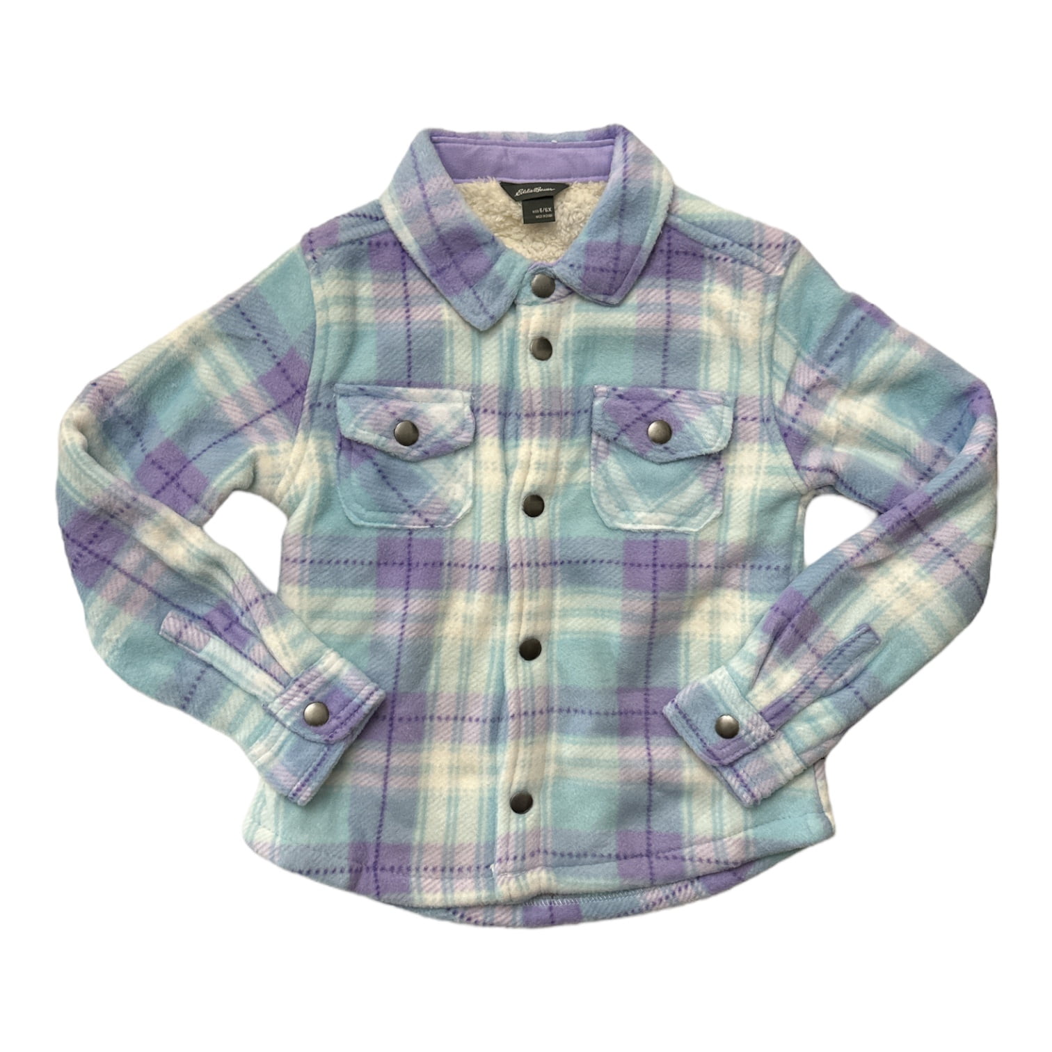 Eddie Bauer Girl's Sherpa Lined Snap Button Closure Fleece Shirt