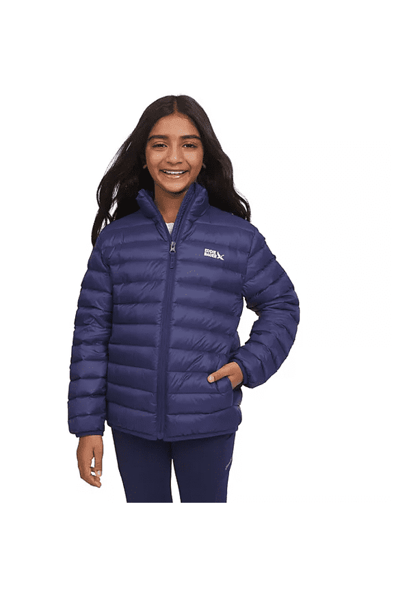 Girls Packable Jacket Blue Medium 7/8