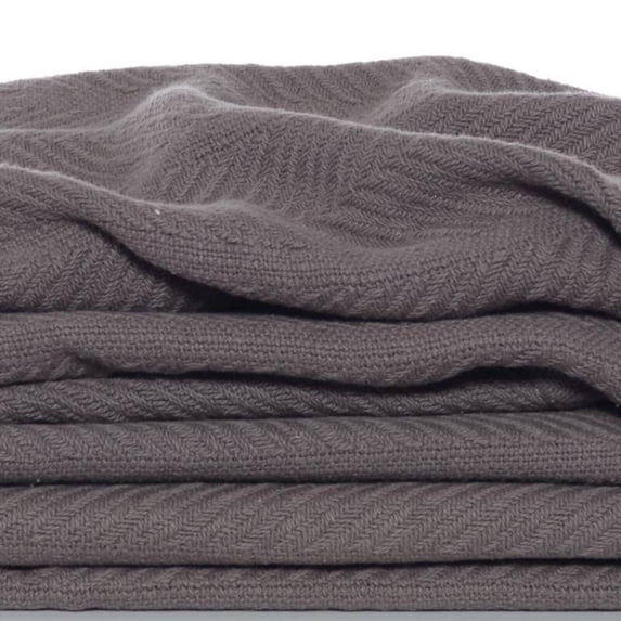 Eddie Bauer Home | Herringbone Collection | 100% Cotton Light-Weight and Breathable Blanket, Cozy and Soft Throw, Machine Washable, Queen, Mushroom