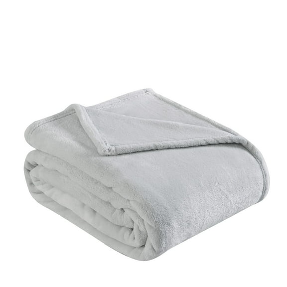 Eddie Bauer Solid Ivory Soft Plush Blanket Color: Gray Size: FULL/QUEEN