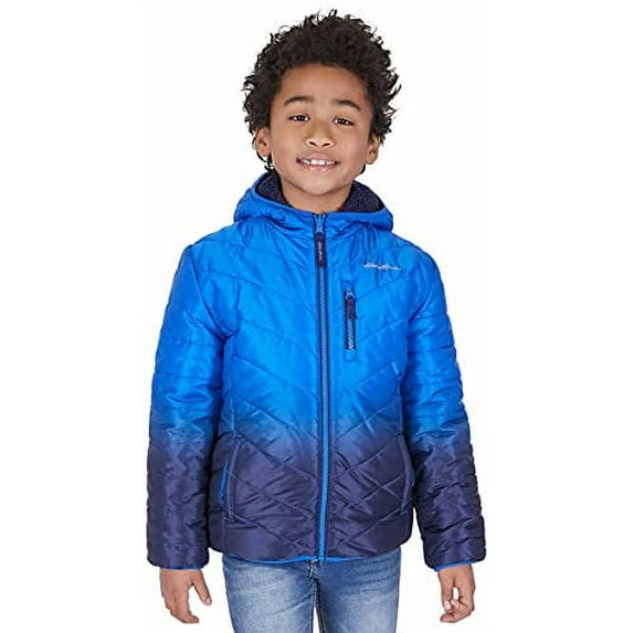Eddie Bauer Kids Deer Harbor Reversible Hooded Jacket Color: Blue Ombre/Navy, Size: X-Small