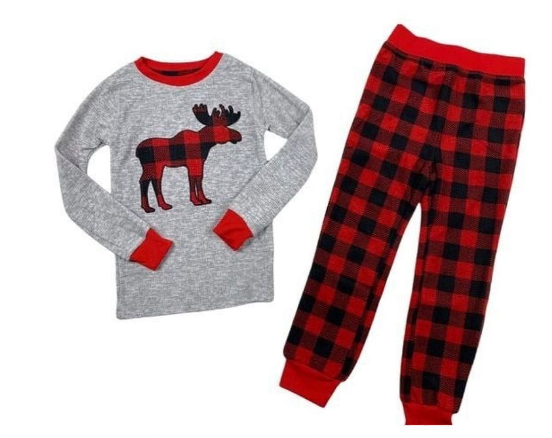 Eddie Bauer Kids' Holiday Family Sleep Set-Red/Black/Gray Buffalo Check  Moose Logo Size 4T