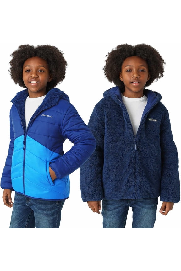Kids Reversible Plush Hoodie Jacket (US, Alpha, X-Small, Regular, Saxony Blue)