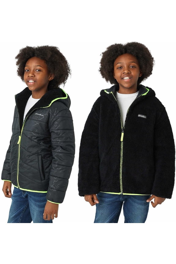 Kids Reversible Plush Hoodie Jacket Onyx/Black Small