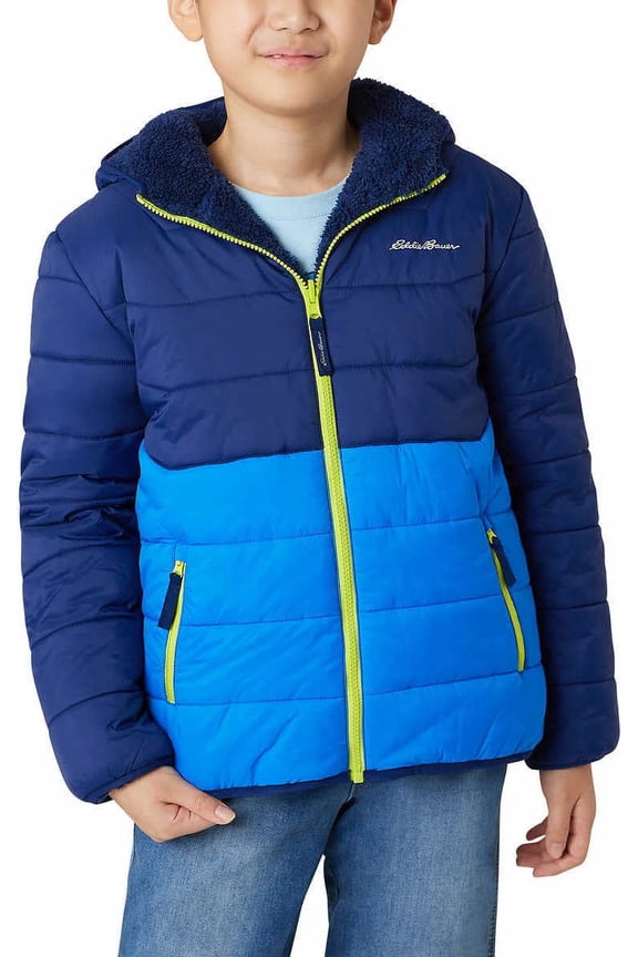 Kids Reversible Plush Hoodie Jacket (as1, alpha, m, regular, Navy/Royal, Medium 10/12)