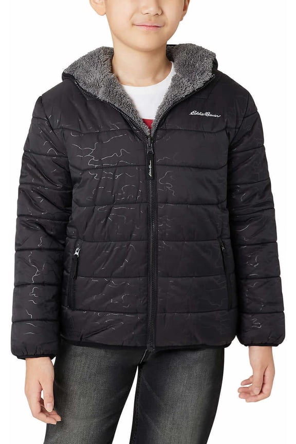 Kids Reversible Plush Hoodie Jacket (as1, alpha, m, regular, Onyx)