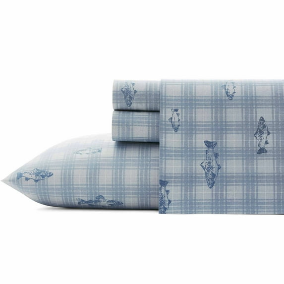 Eddie Bauer Home | Percale Collection | Bed Sheet Set - 100% Cotton, Crisp & Cool, Lightweight & Moisture-Wicking Bedding, Full, Methow Plaid