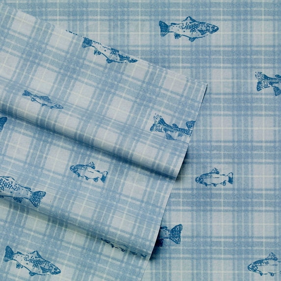 Eddie Bauer USHSA01104477 Methow Plaid Sheet Set Blue Queen