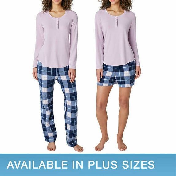 Eddie Bauer Ladies' 3-Piece Waffle Fleece Pajamas Set Size: 2X, Color: Purple