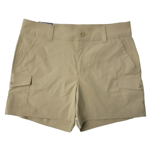 Eddie Bauer Ladies 5" Inseam 2-Way Stretch Snap-Close Side Cargo Pocket Shorts (Khaki, 6)