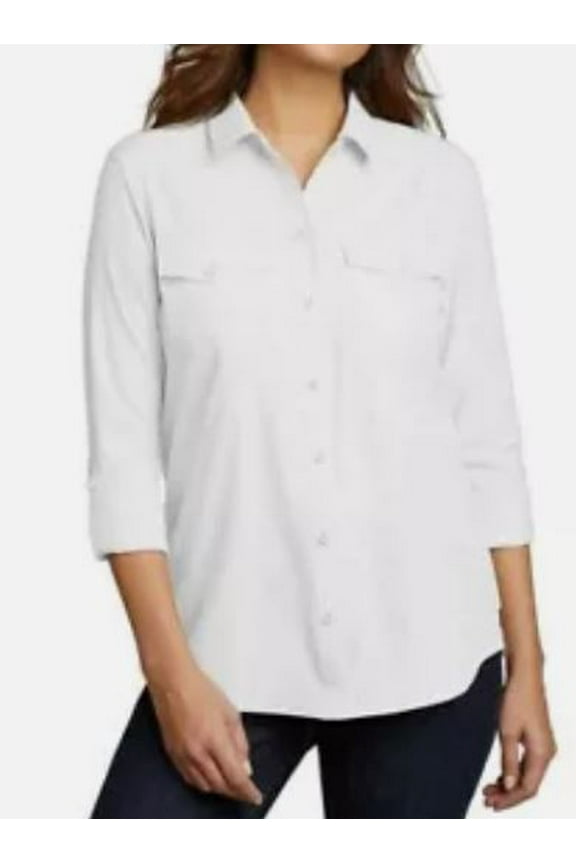 Women's Moisture Wicking UPF 50+ Departure Top Bottom Down Shirt (White, XL)
