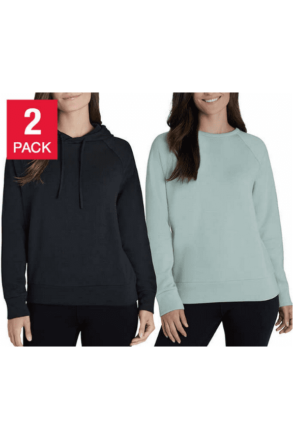 Ladies' Crewneck & Hoodie, 2-pack Black/Ocean Medium