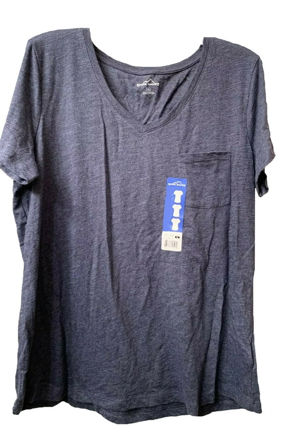 Ladies Modal V-Neck Short-Sleeve Tee in Heather Midnight Navy, Large