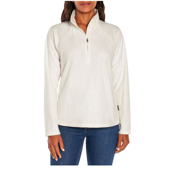 Eddie Bauer Ladies Polar Fleece 1/4 Zip Small Ivory